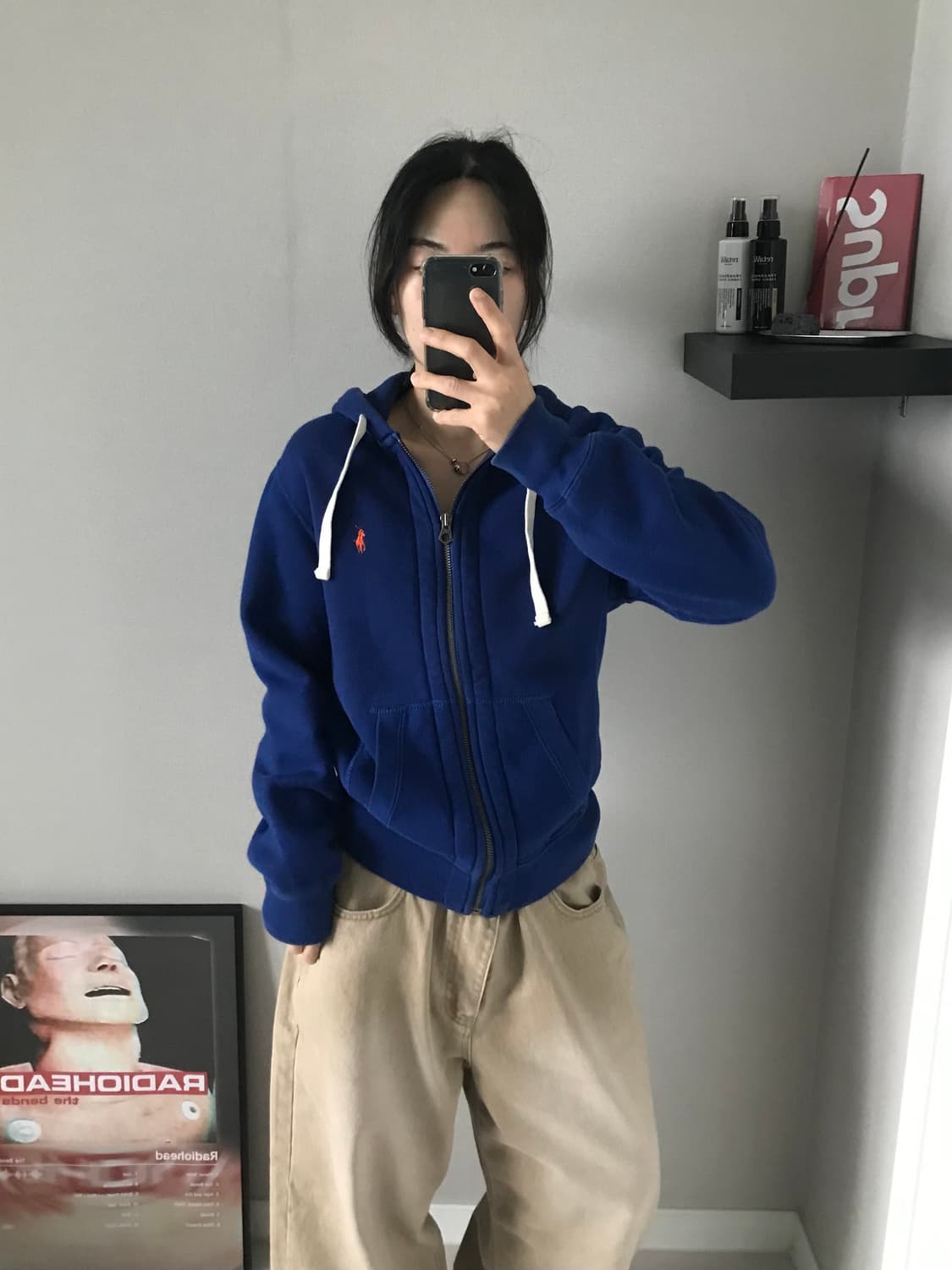 폴로 랄프로렌 포니로고 써멀 헤비 블루 후드집업 상품이미지2