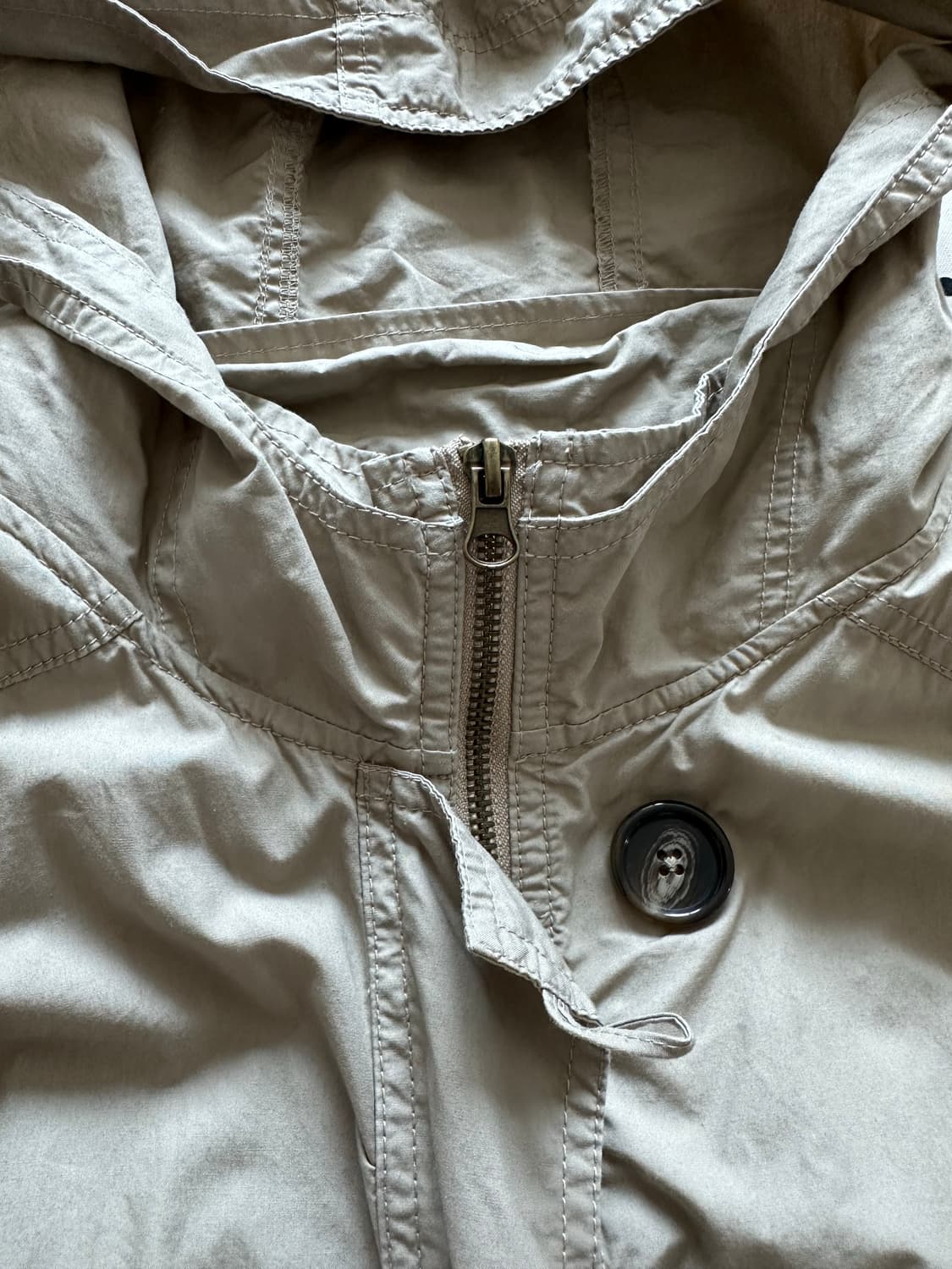 jpn 베이지 버튼 레이어드 후드 야상자켓  상품이미지3