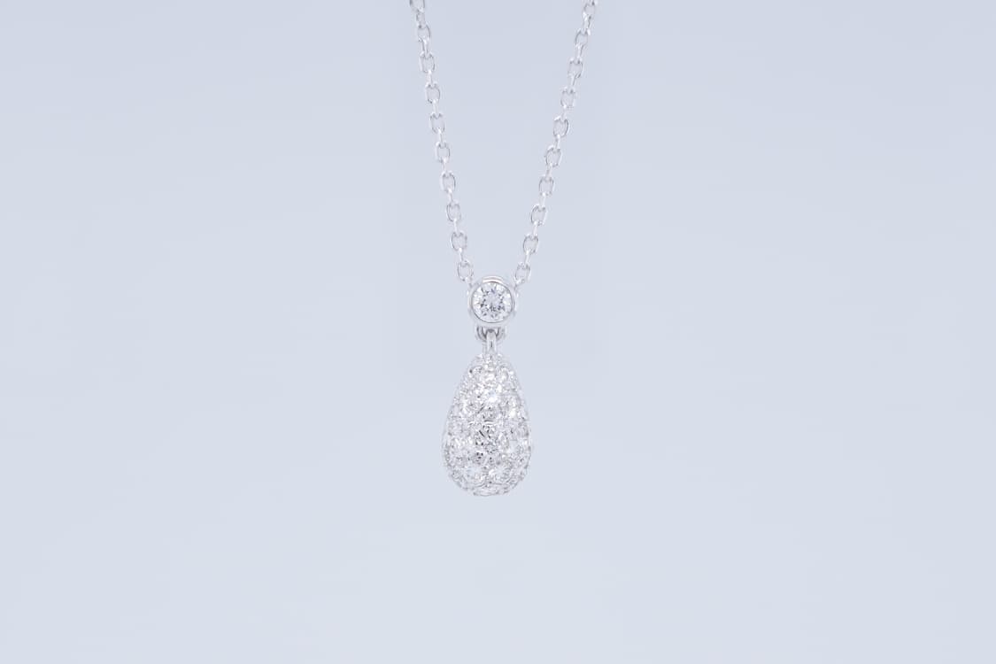 미키모토 천연다이아몬드 0.27캐럿 18K 화이트골드 드롭 펜던트 목걸이 상품이미지2