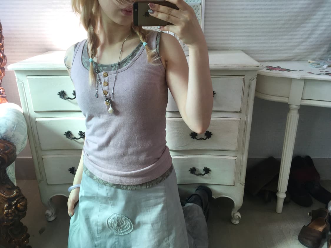 jpn vintage dusty pink layered sleeveles 상품이미지4