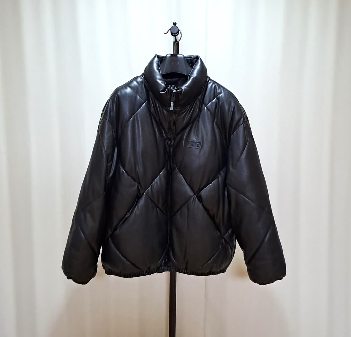 (택포) ZARA 페이크 레더 빅퀼팅 패딩 자켓 L A922 상품이미지1
