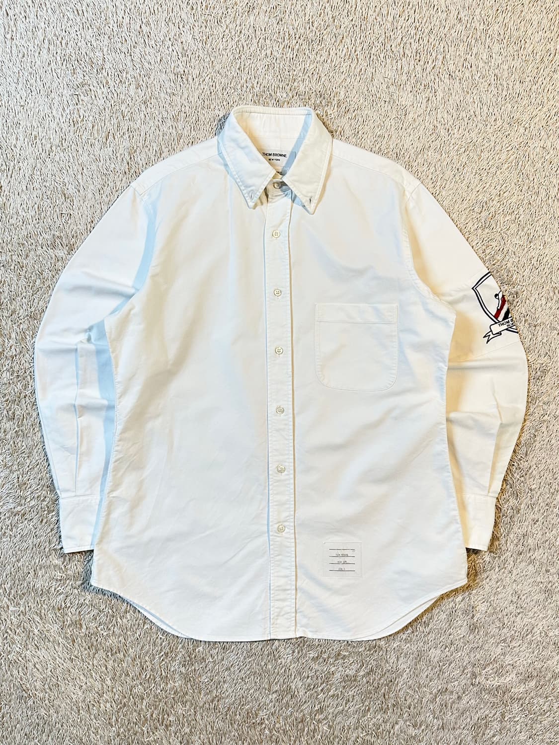 희귀) 톰브라운 스키 자수 코튼 셔츠 화이트 상품이미지1