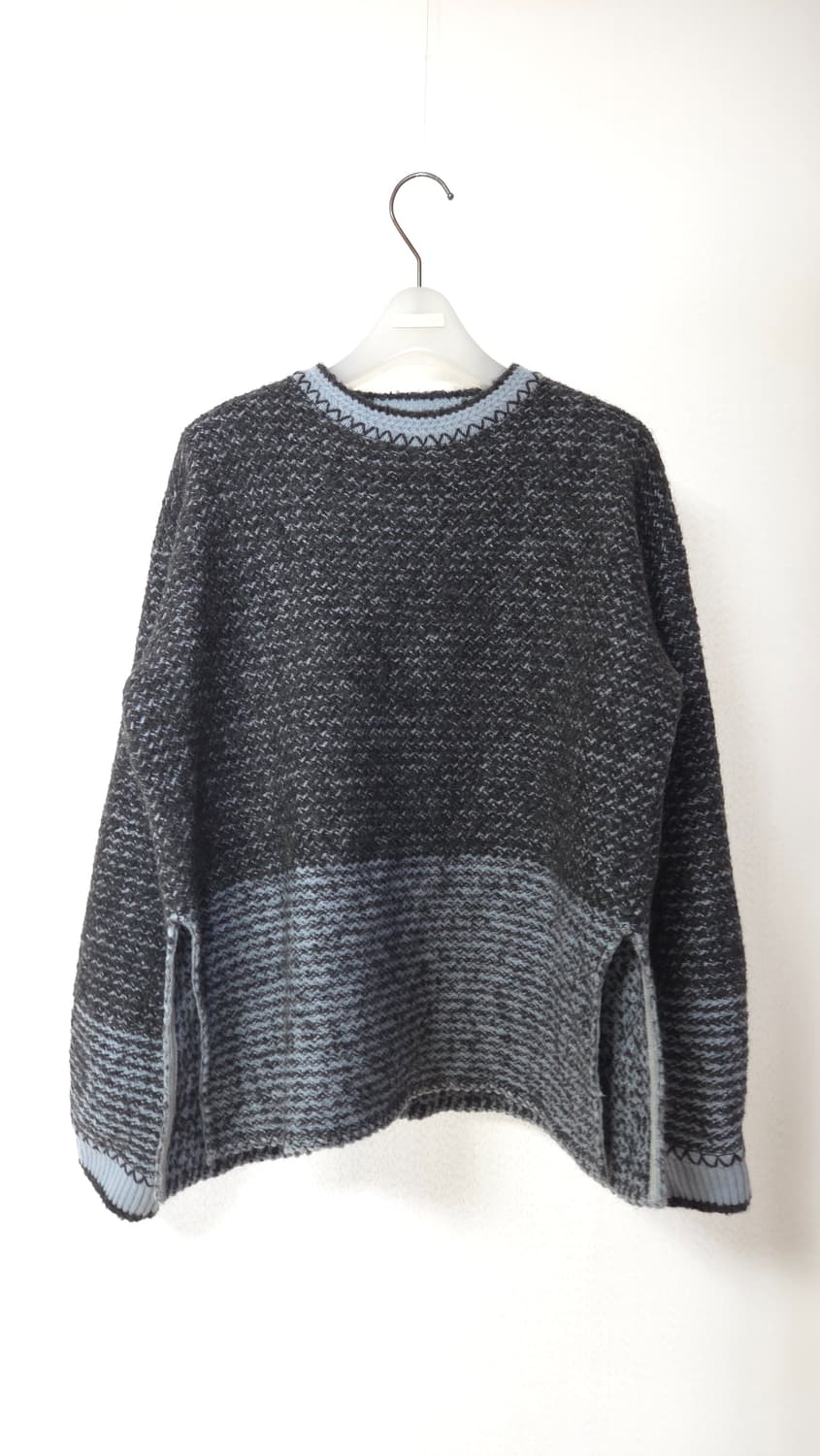 한섬 시스템 컬러블록 밑단 트임 니트 탑 F 사이즈 상품이미지1