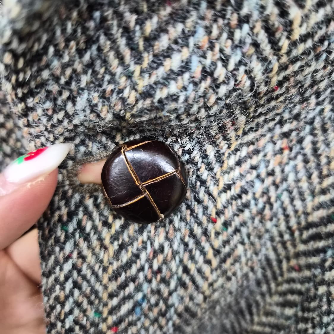 헤리스트위드 헤링본 패턴 브라운 자켓 남성 M 상품이미지4