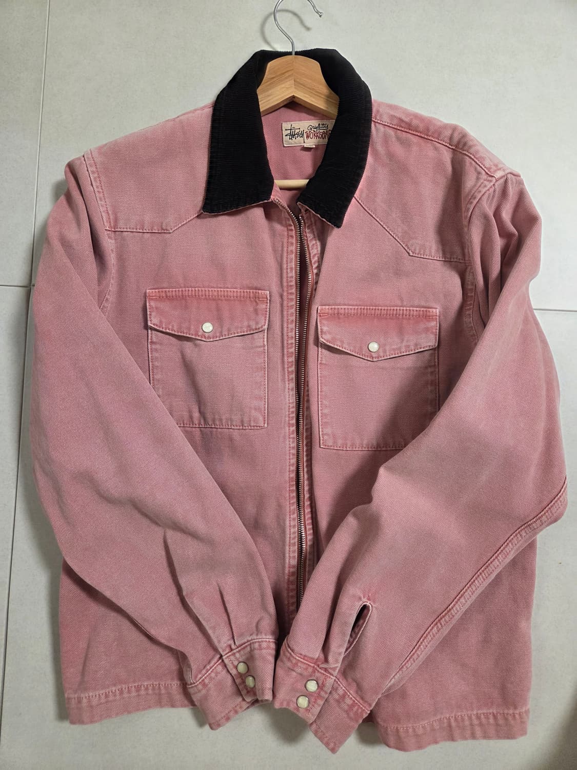 스투시 워시드 캔버스 코듀로이 웨스턴 자켓 핑크 M 상품이미지3