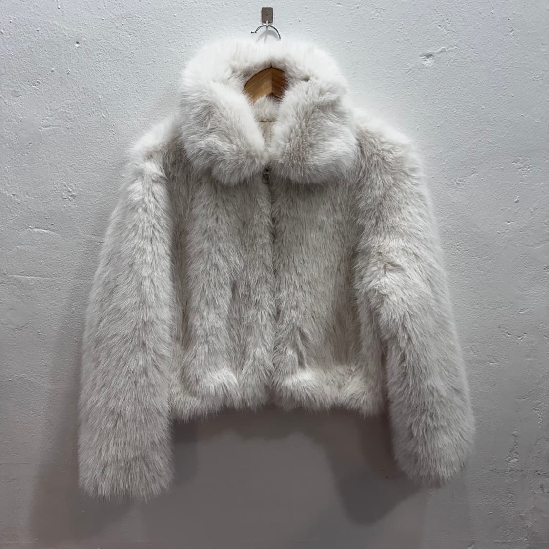 화이트 집업 페이크 크롭 퍼자켓M-L 상품이미지3