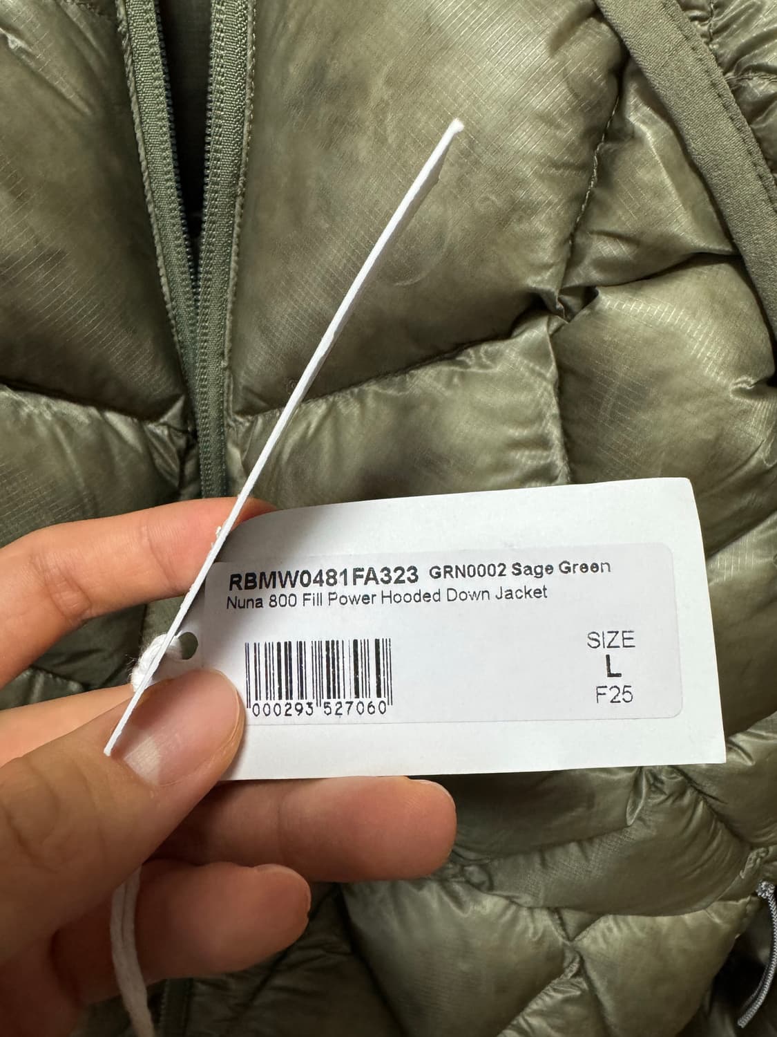 (L)로아 25fw 하이킹 Nuna 800 다운 패딩 자켓 세이지 그린 상품이미지2
