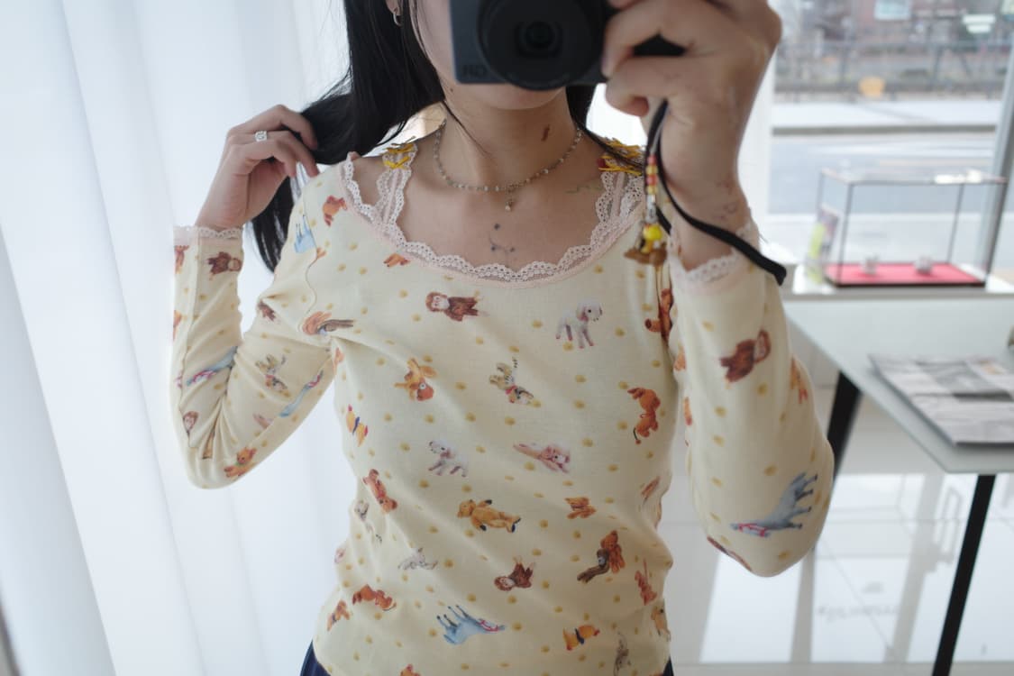 Lace printed top 상품이미지9