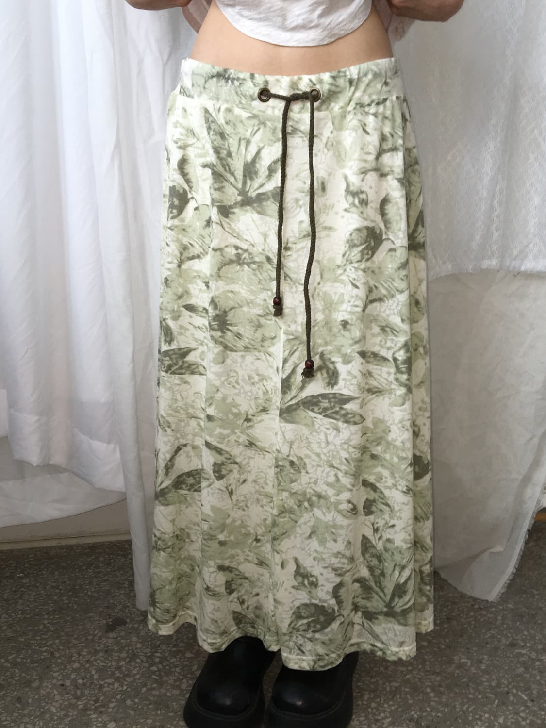 ✷ Green Floral Long Skirt 상품이미지3