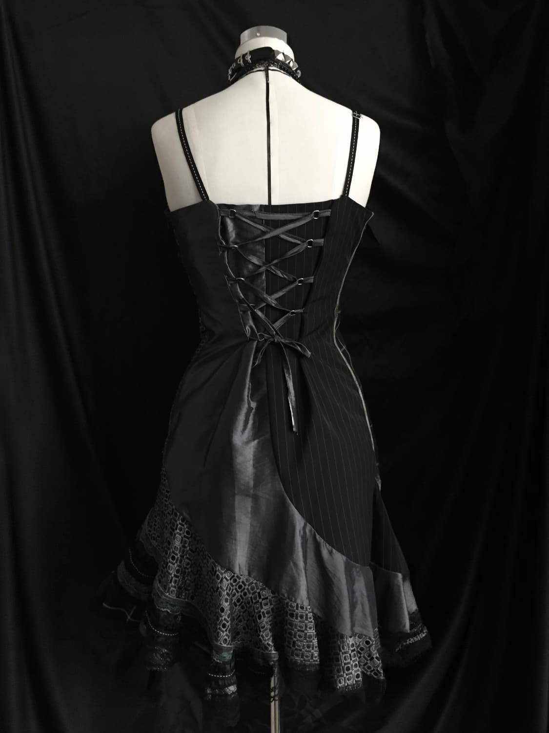 y2k펑크 그런지 고딕 patch mixed laceup dress 상품이미지2