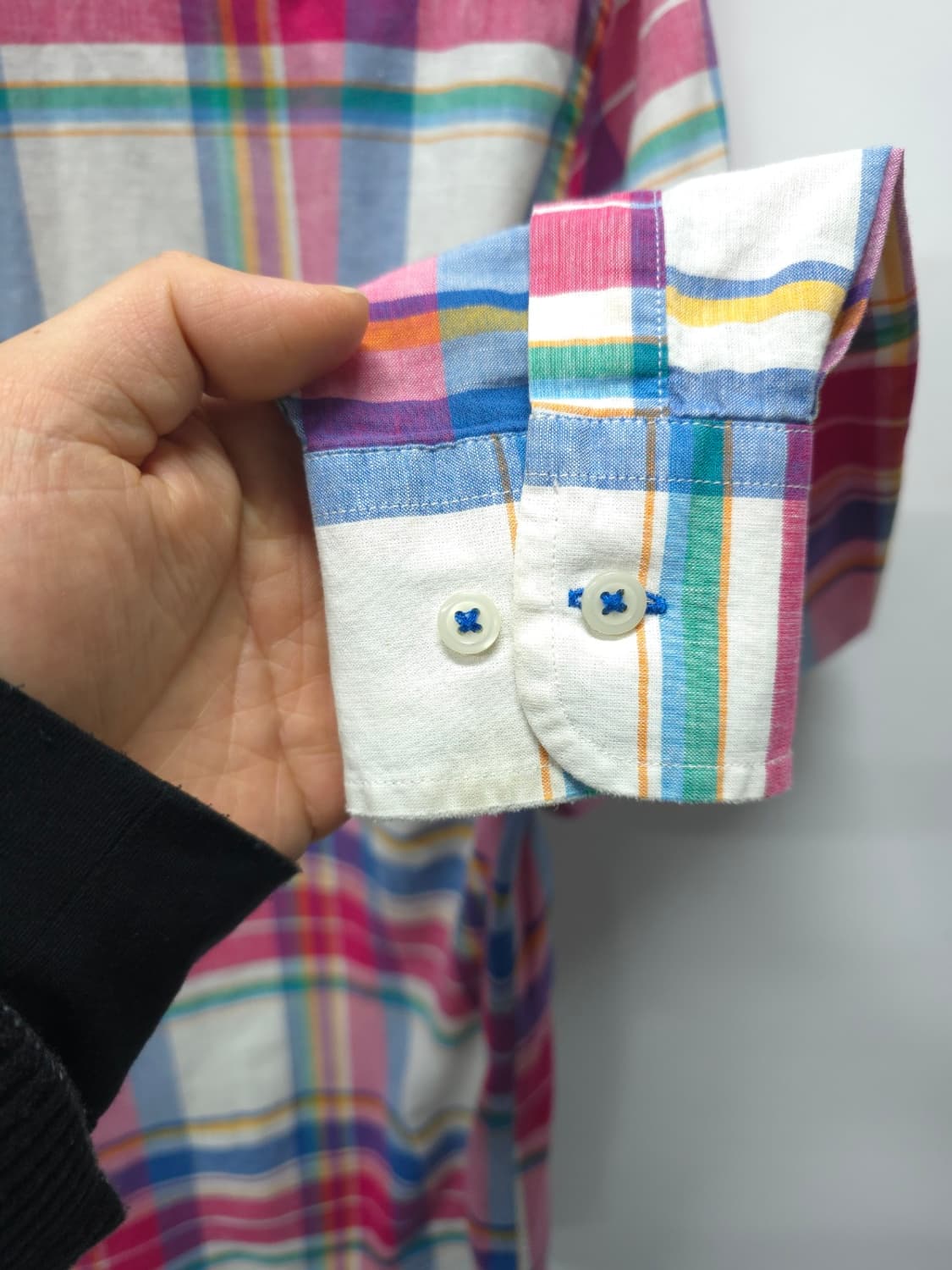 ​타미힐피거 코튼 린넨 체크 롤업 셔츠 (95~100) 상품이미지10