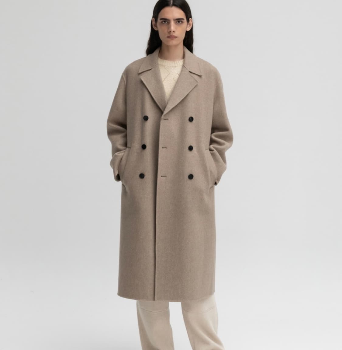 인사일런스 핸드메이드 더블코트 멜란지베이지 M 상품이미지1