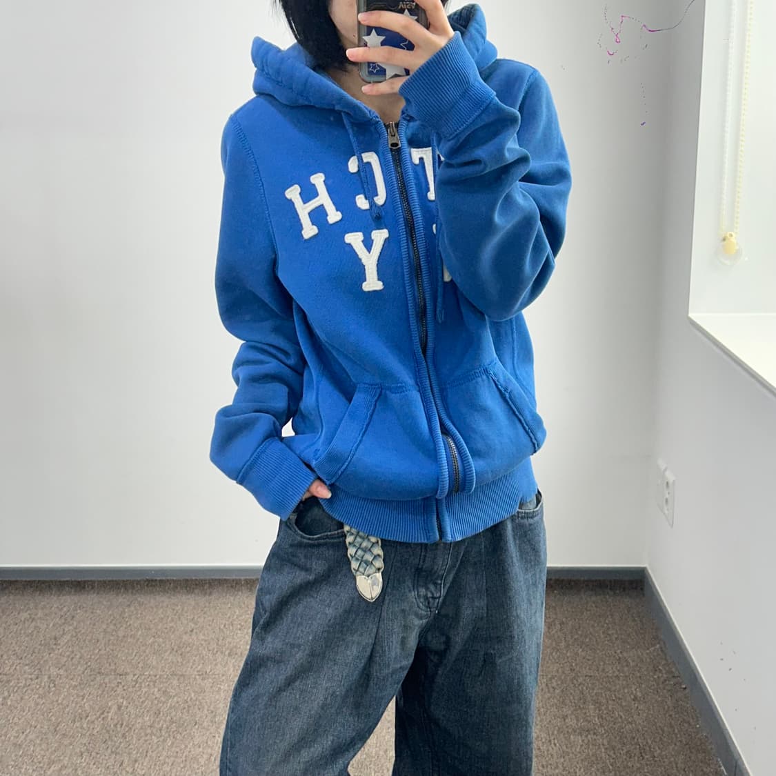 Abercrombie 아베크롬비 스펠아웃로고 블루 후드집업 상품이미지1