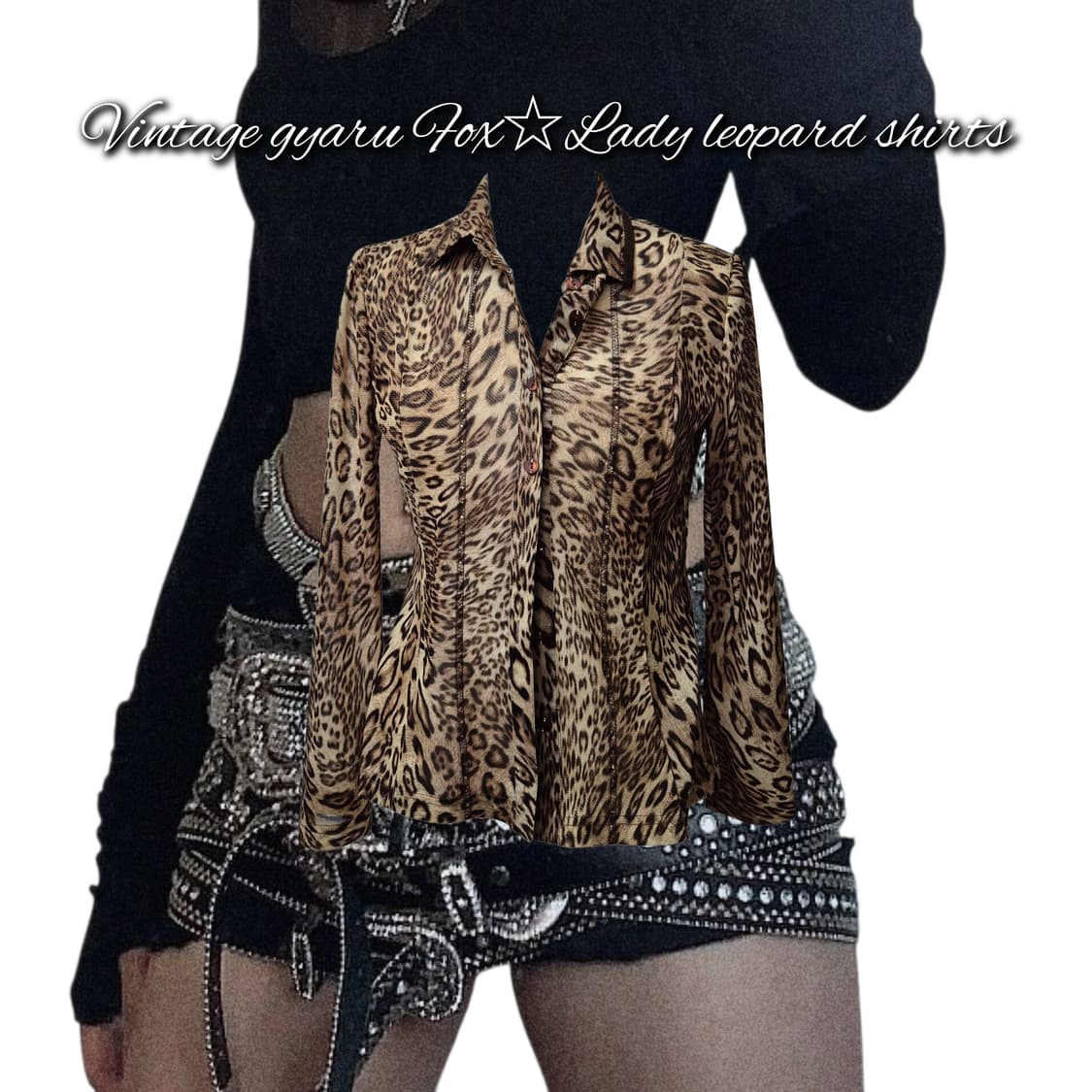 Vintage gyaru Fox☆Lady leopard shirts 상품이미지1