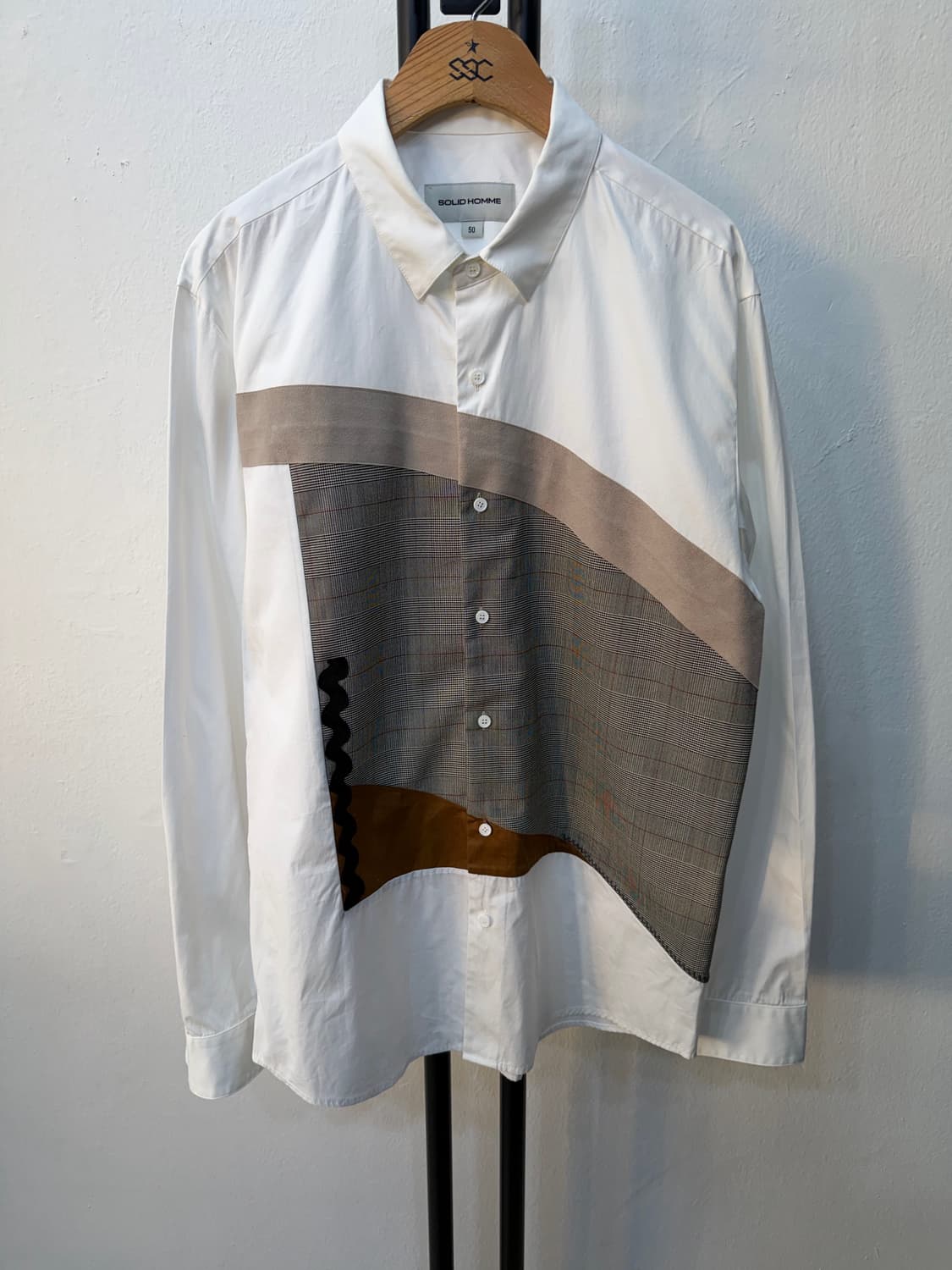 정품) 솔리드옴므 패치워크 셔츠 50(105) 상품이미지1