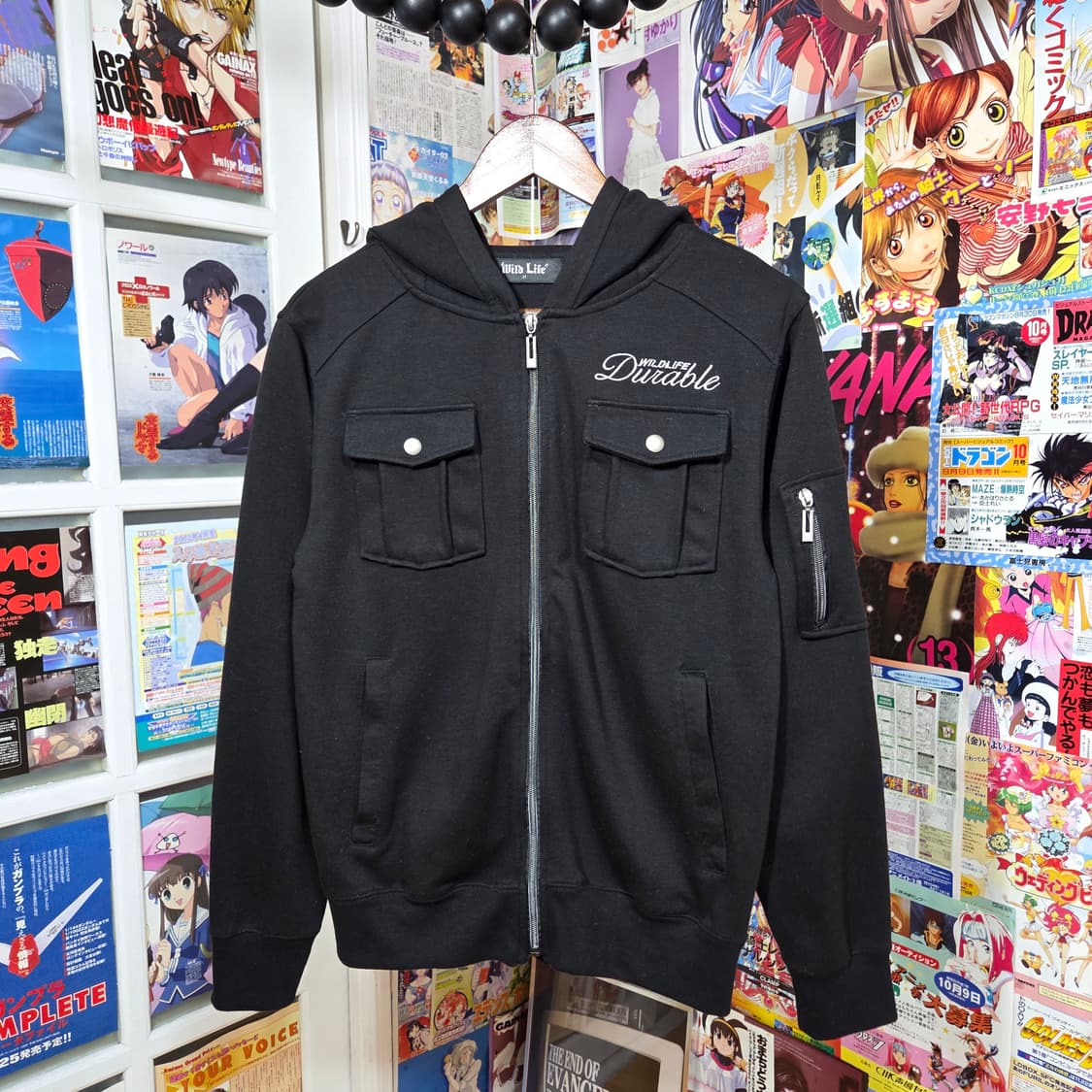 JPN 펑크 멀티포켓 레터링 후드 집업 상품이미지2