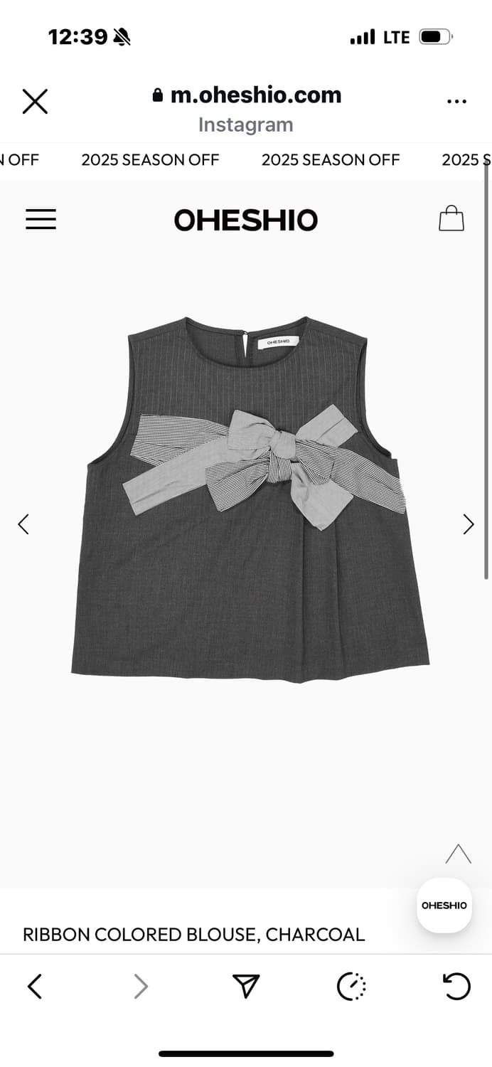 오헤시오 리본 블라우스 차콜 상품이미지1