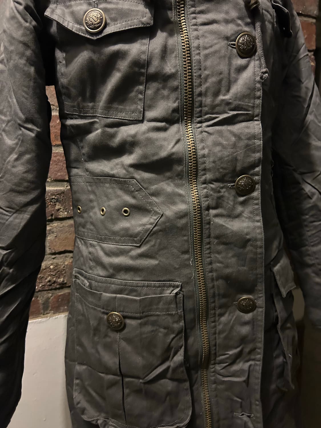 *rare design* 2000s 보노넥 그레이 버튼 야상 자켓 상품이미지3