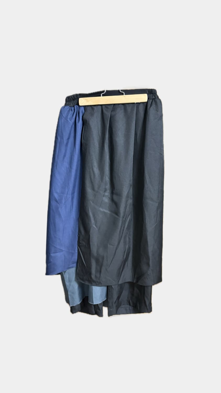 [kOhAKU] 배색 아심메트리 레이어드 치마바지/와이드 팬츠 상품이미지1