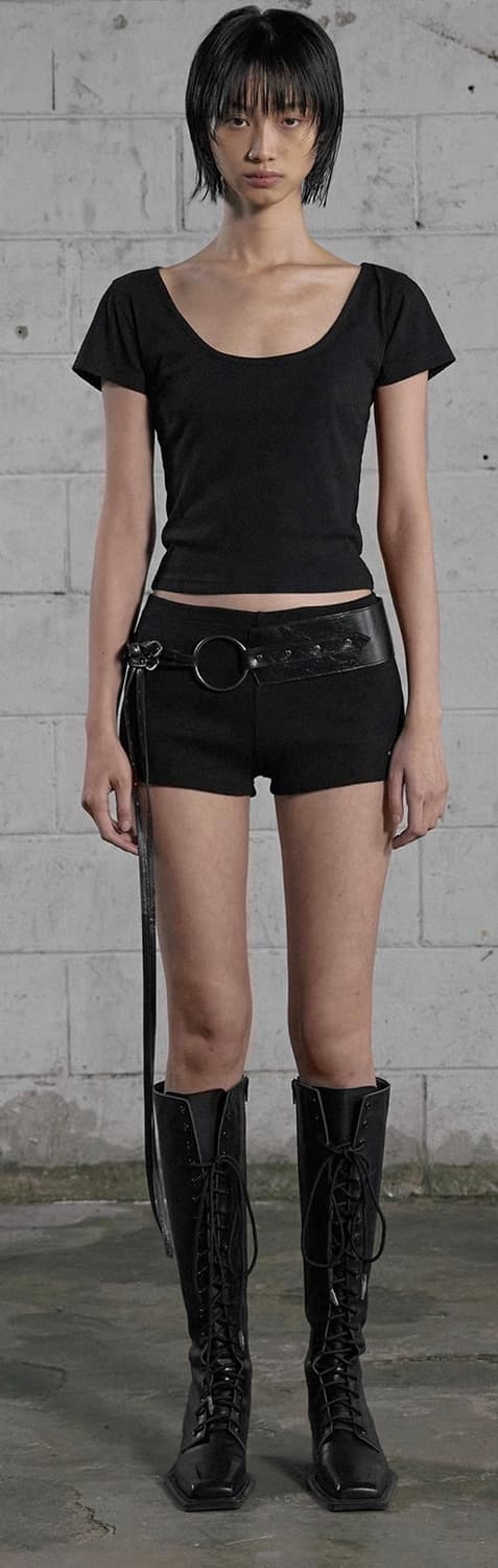 보헤미안서울 보헴서 BASIC RIBBED SHORTS, BLACK 상품이미지1