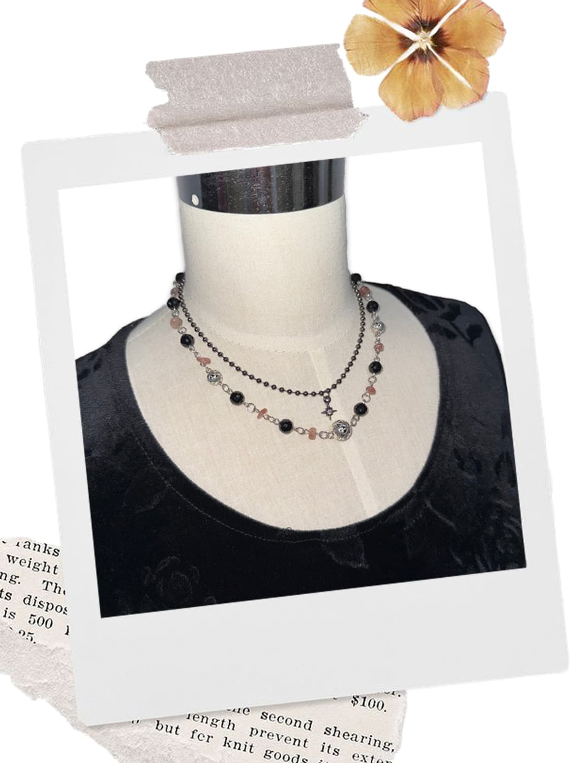 Vintage Stone Beads Layered Necklace 상품이미지1