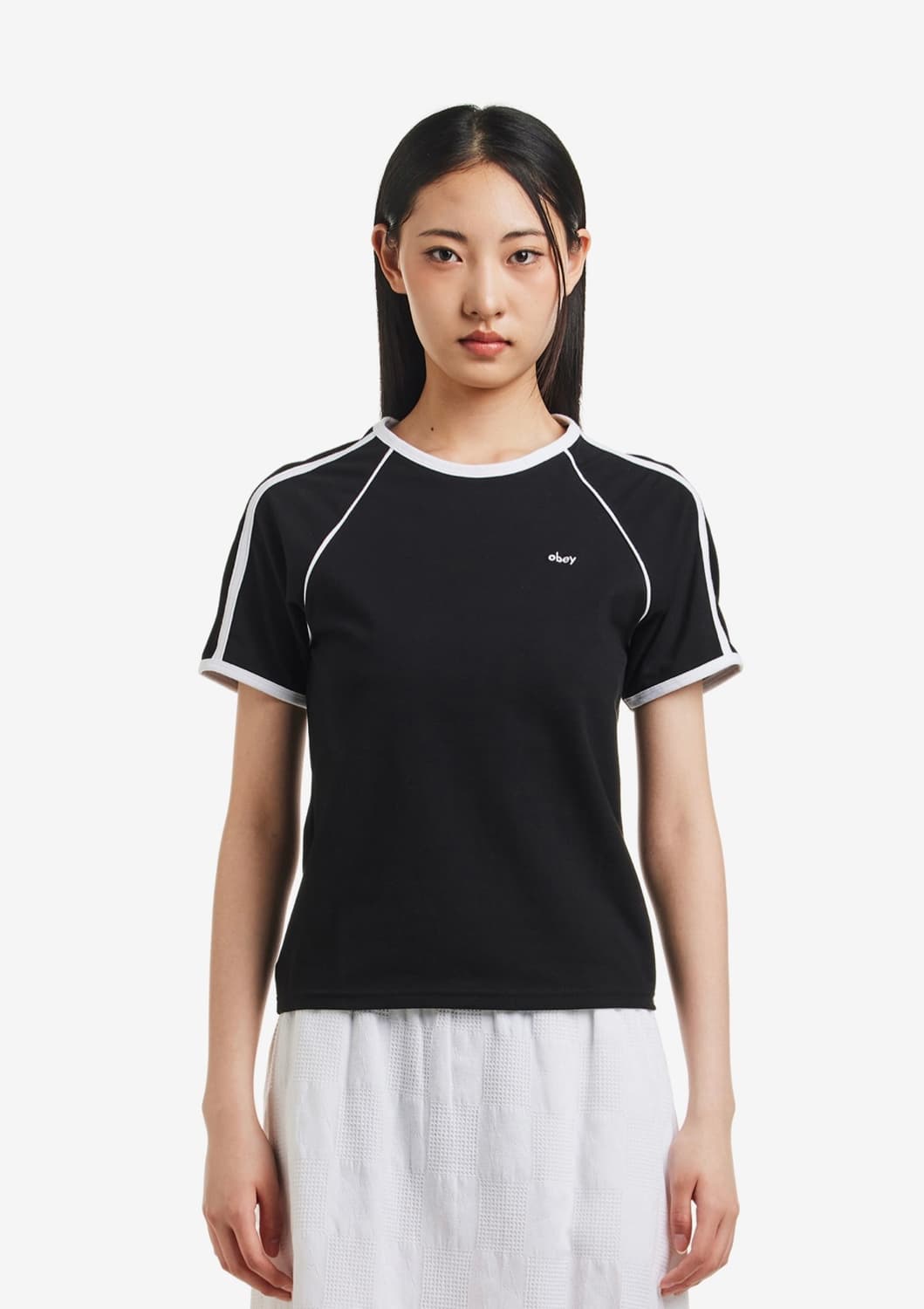 [obey] 디버젼 라글란 반팔 티 블랙 상품이미지1