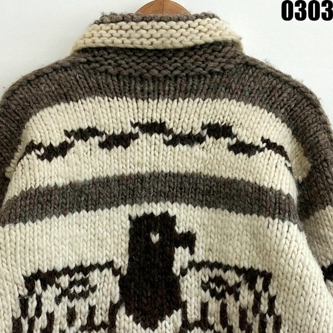 Flyer Hook 캐나다 버진 울 헤비 코위찬 니트 가디건 L 0303 상품이미지9