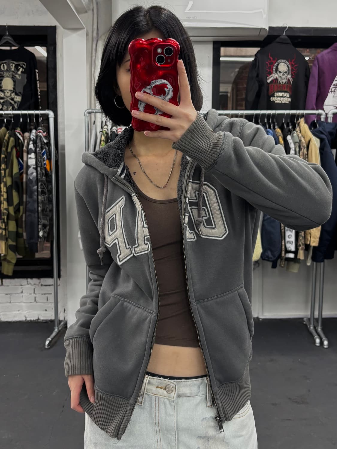 GAP 쉐르파 그레이 후드집업 상품이미지2