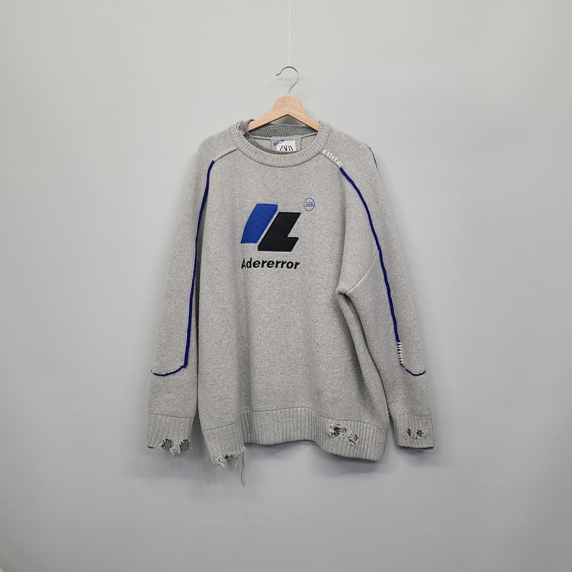 자라 x 아더에러 오버사이즈 울 스웨터 그레이 L-XL 상품이미지2