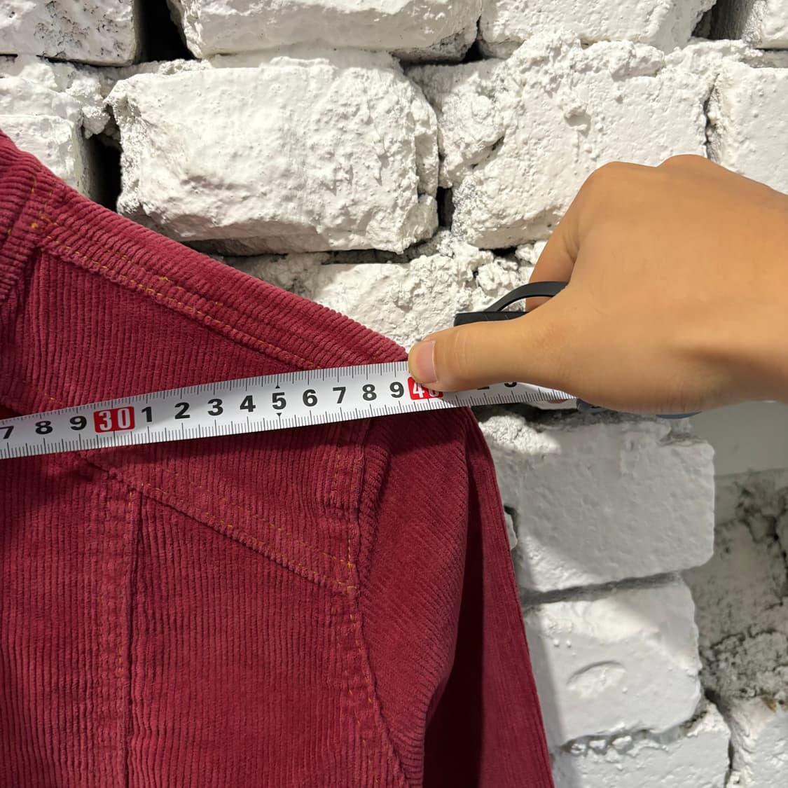 아베크롬비 코듀로이 버건디 크롭 자켓 (새상품) 상품이미지4