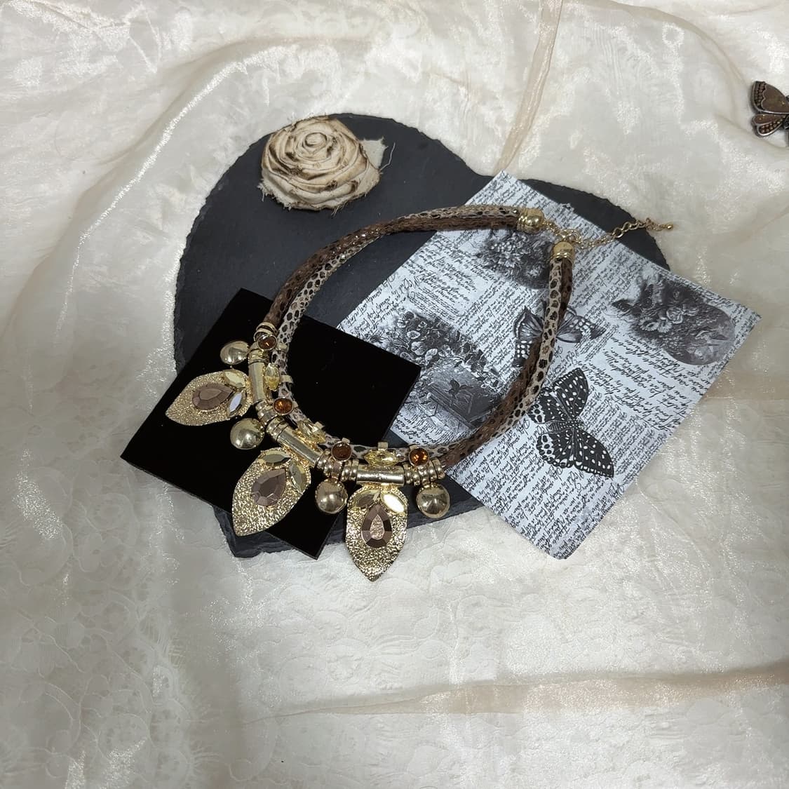 빈티지 스웨이드 레오바드 오리엔탈 목걸이 상품이미지2