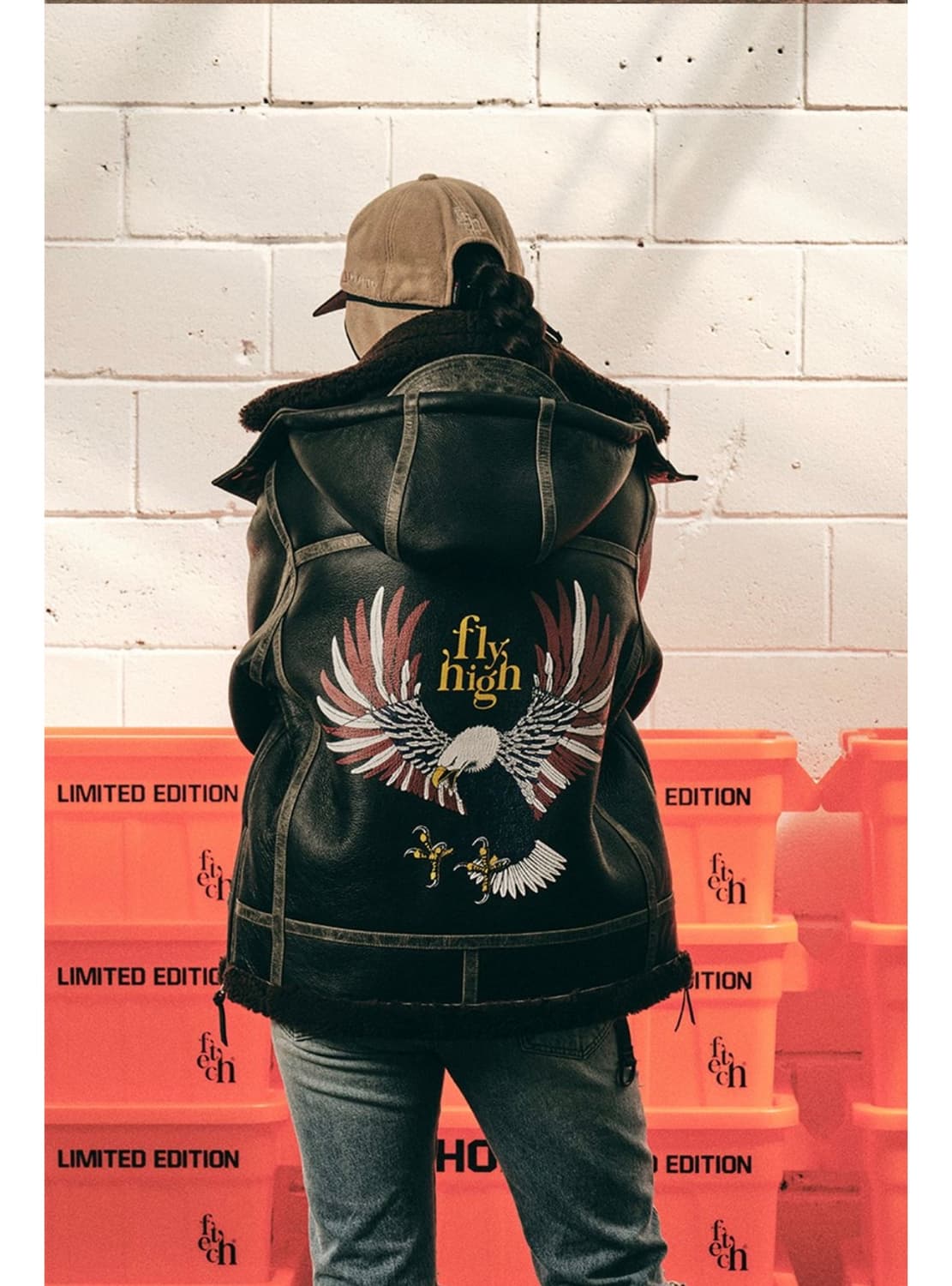 페치 fetch 이글 무통 자켓 무스탕 블랙 라지 상품이미지5