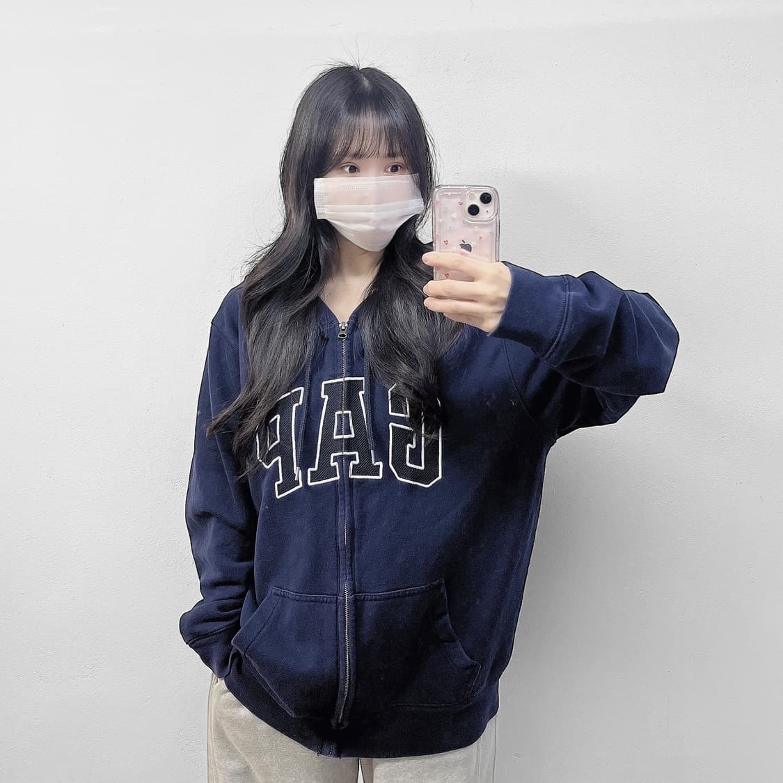 갭 Gap 스펠 로고 후드집업 네이비 상품이미지1