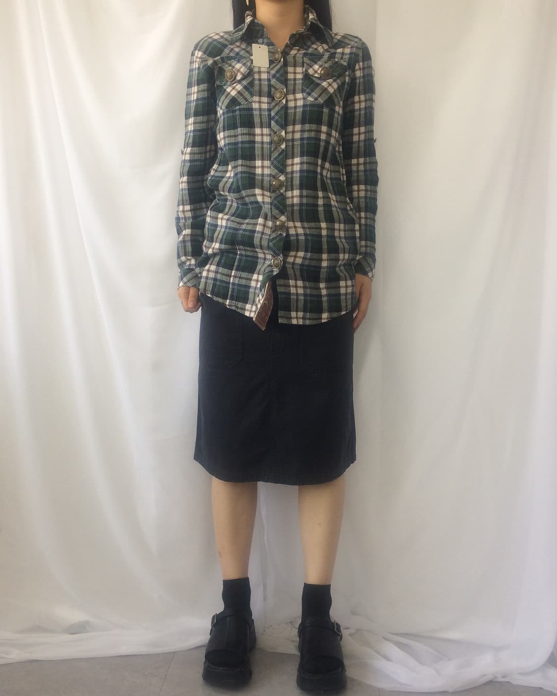Button point check pattern shirt 상품이미지6