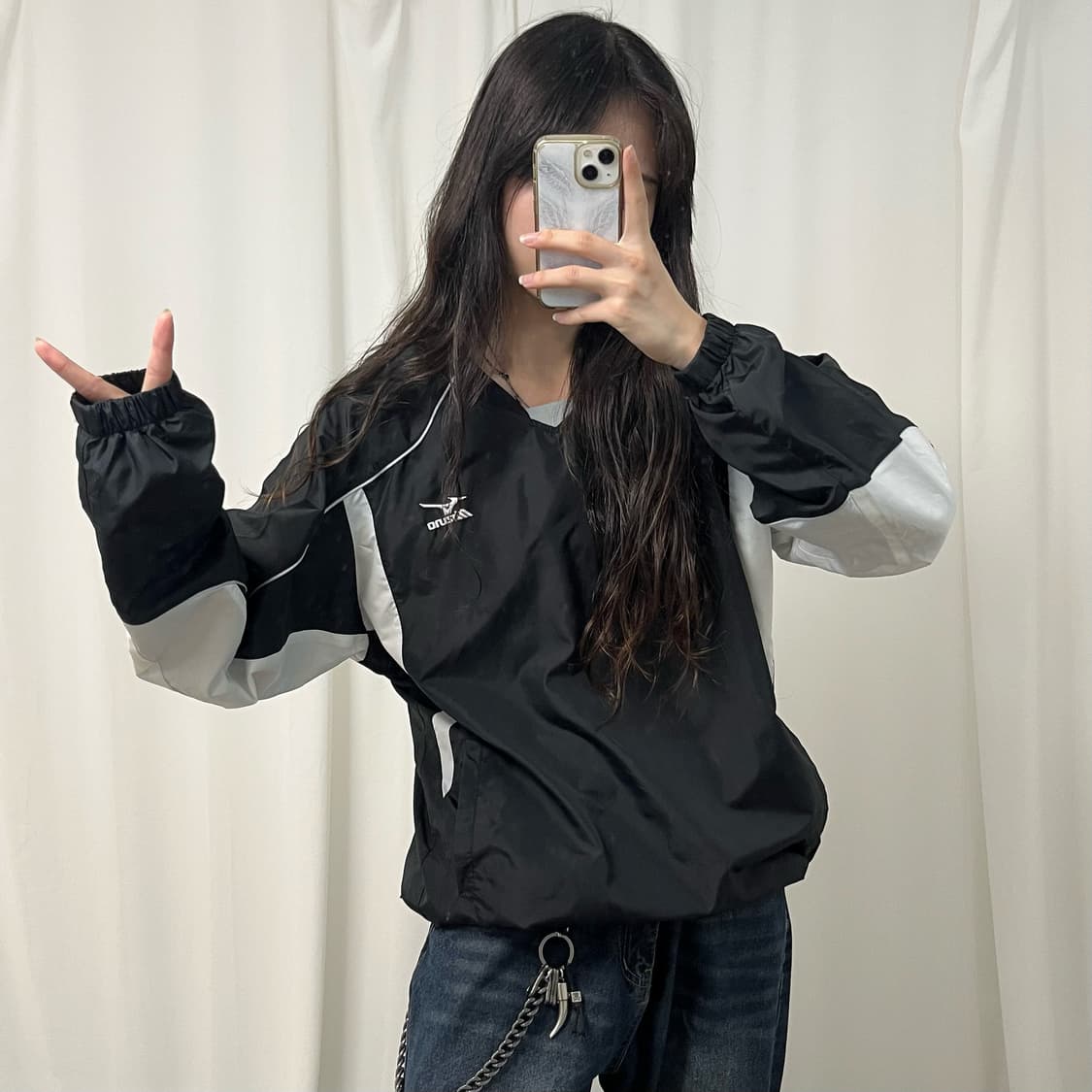Mizuno white & black warm-up 상품이미지1