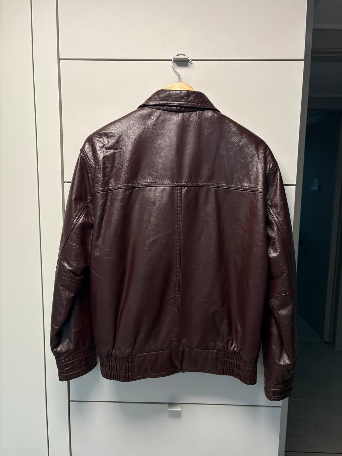 빈티지 버건디 레더 봄버 자켓 95-100사이즈 선플라워 맛 상품이미지2