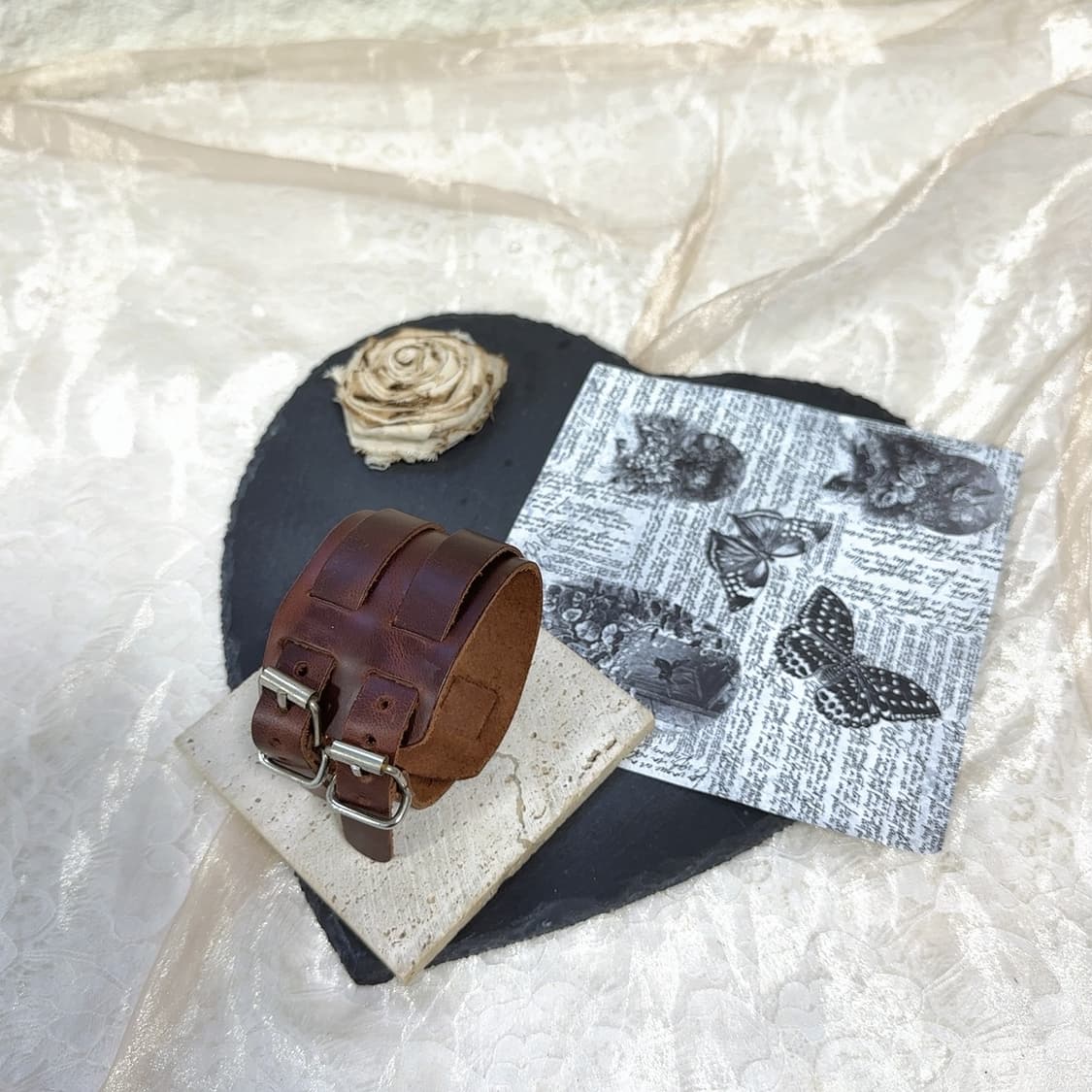 빈티지 와인 브라운 쇠가죽 팔찌 상품이미지2