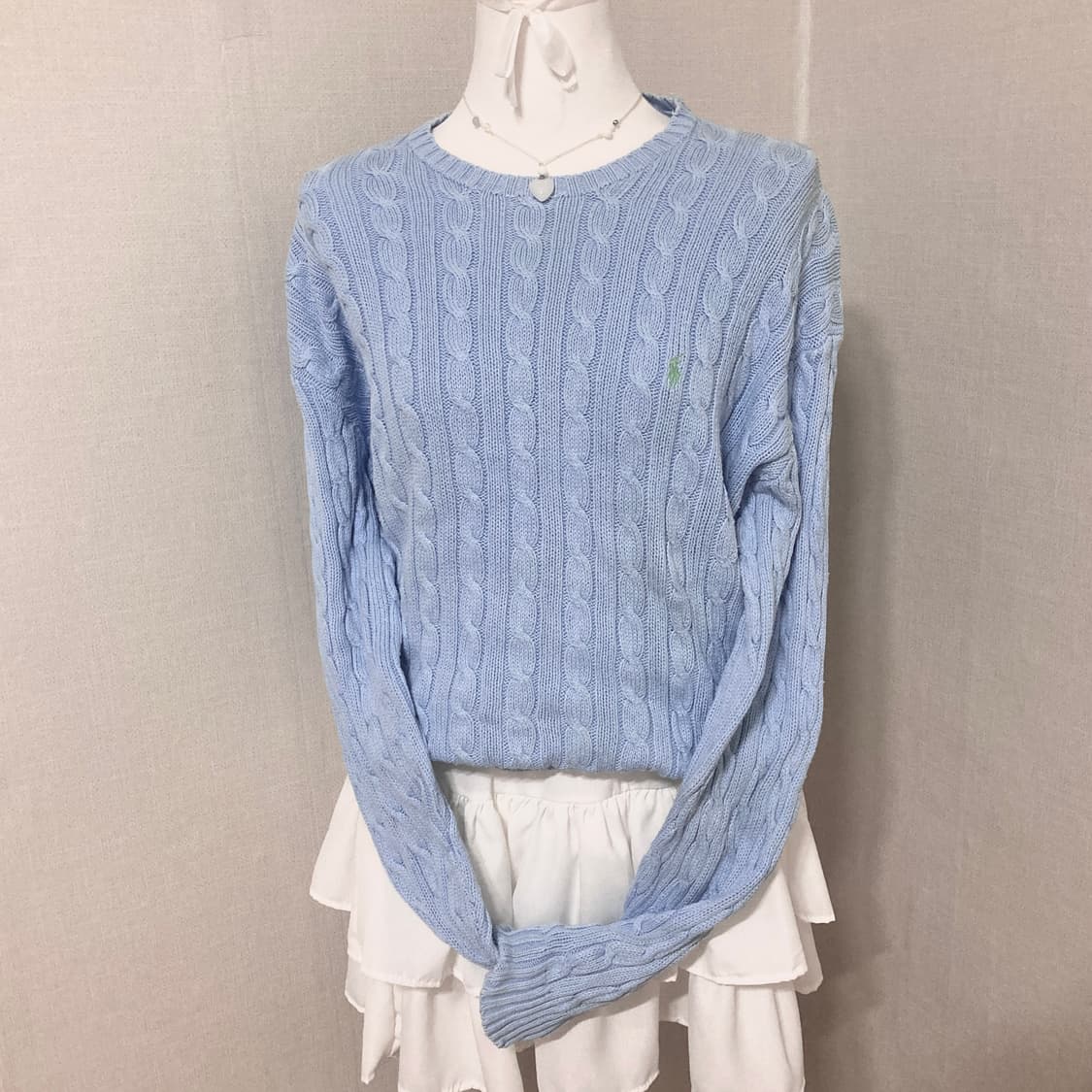 폴로 하늘 꽈배기 니트 L 상품이미지1