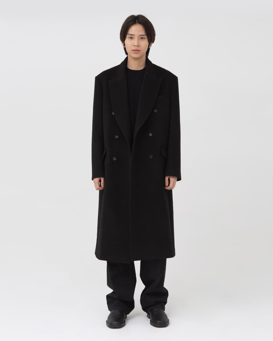 브라운야드 더블 브레스티드 코트 블랙 5사이즈 팝니다 상품이미지2