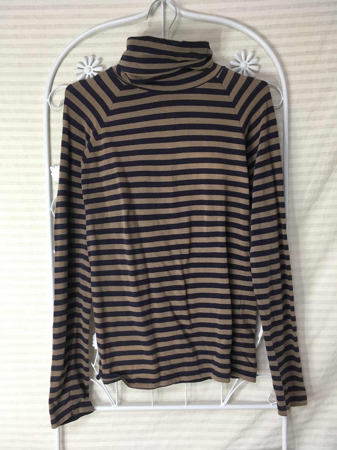 빈티지 네이비 폴라 스트라이프 티셔츠 y2k 스트릿 갸루 펑키 일본빈티지 상품이미지1