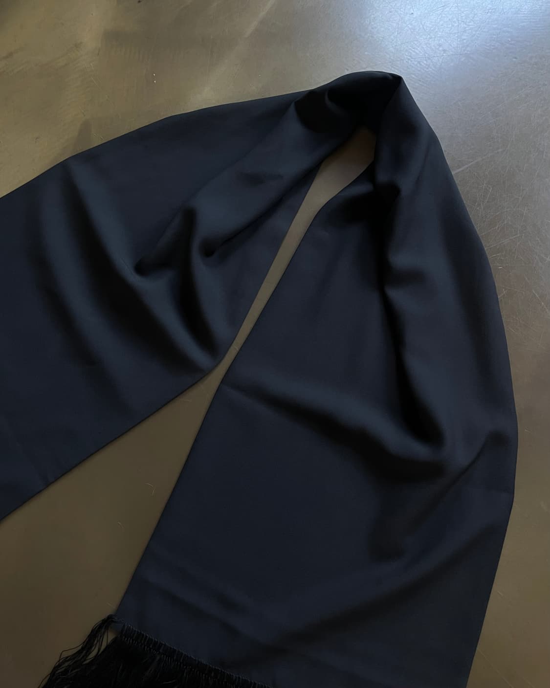 Jpn Vintage Tassel Trim Black Long Scarf 상품이미지5