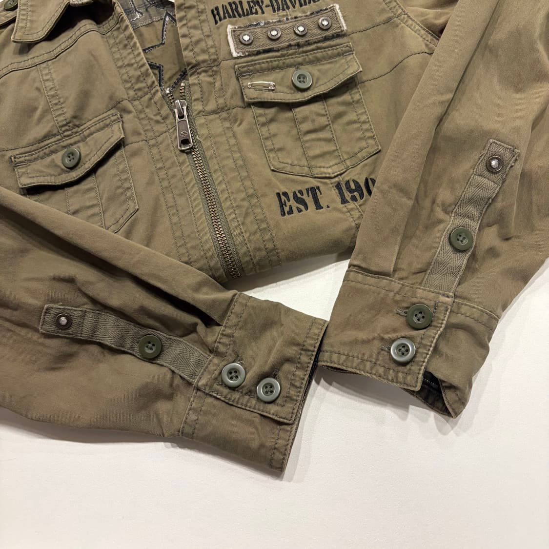 [XS] 할리데이비슨 우먼 카키색 숏 야상 점퍼 B730 상품이미지8