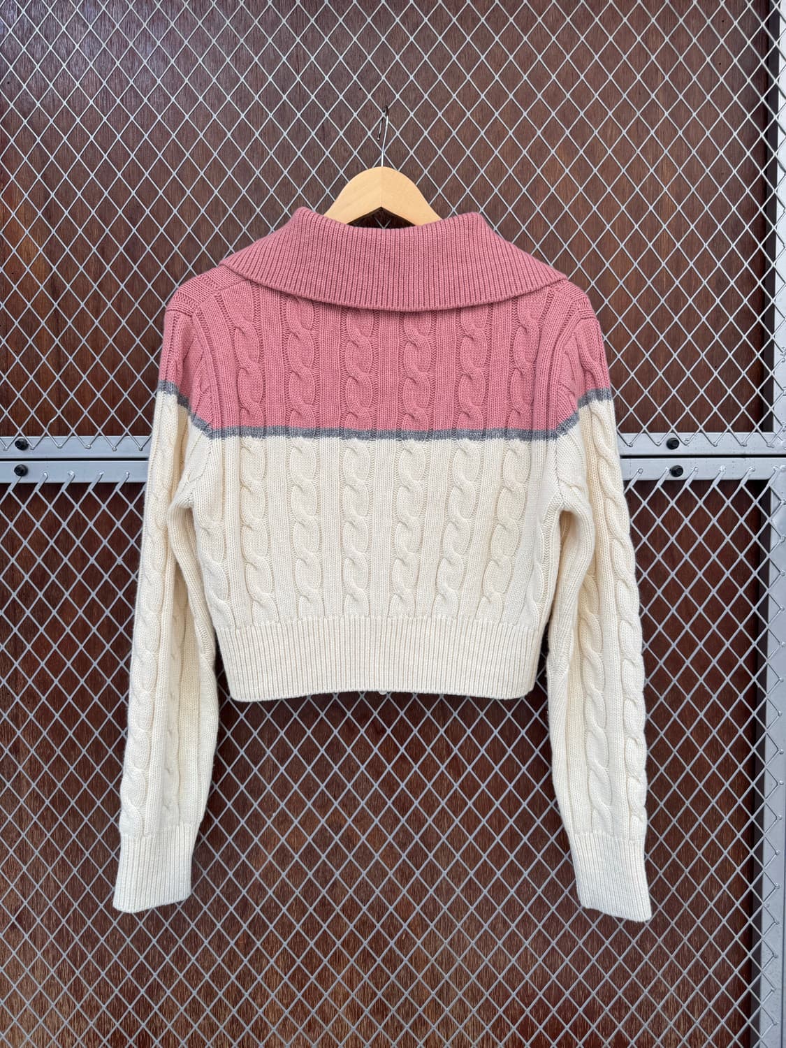 그로브 그로브스토어 제이 배색 핑크 이중지퍼 니트 집업 가디건 F 상품이미지7