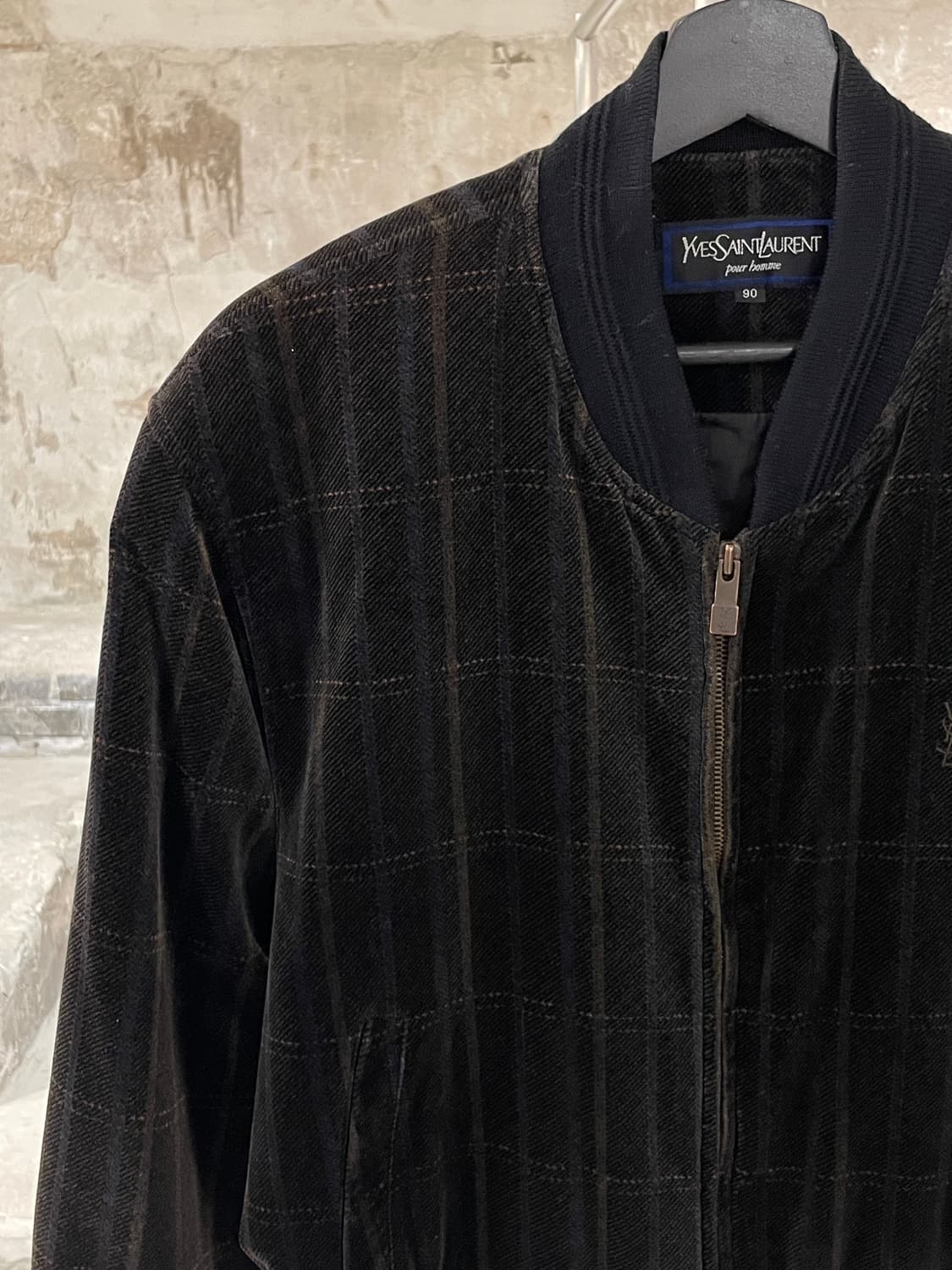 이브 생로랑 뿌르 옴므 다크 브라운 로고 체크 벨벳 자켓 상품이미지2