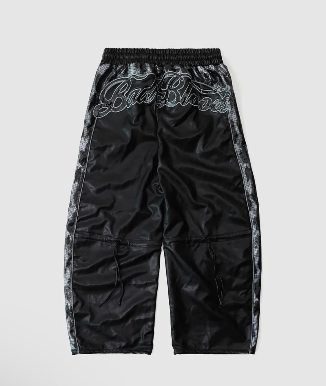 배드블러드 콘트라스트 레더 트랙 팬츠 - 블랙파이톤 가죽 바지 M 상품이미지1