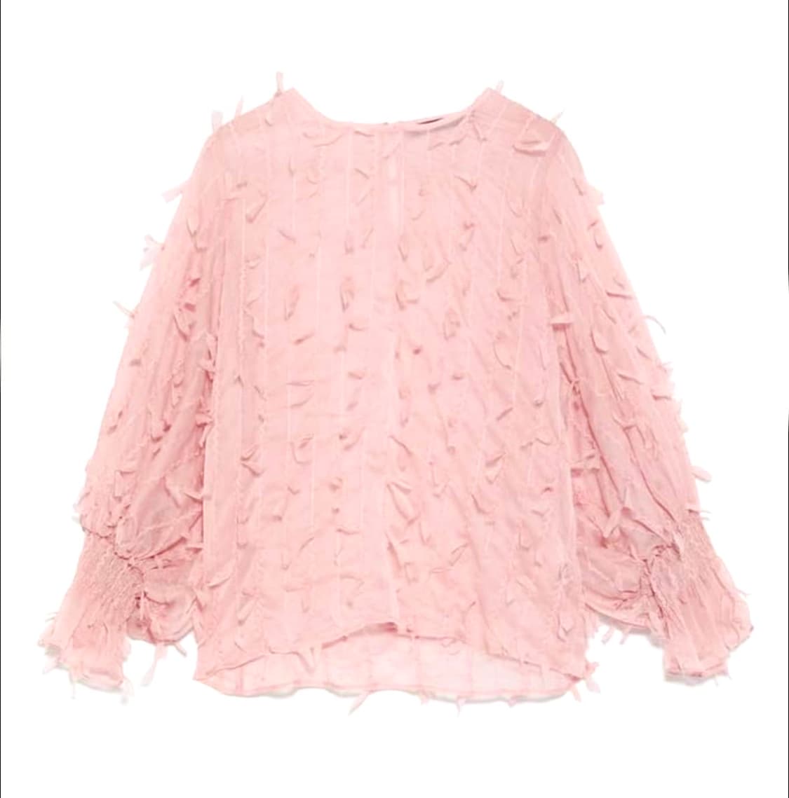 자라 블러쉬 핑크 깃털 블라우스 M 상품이미지1