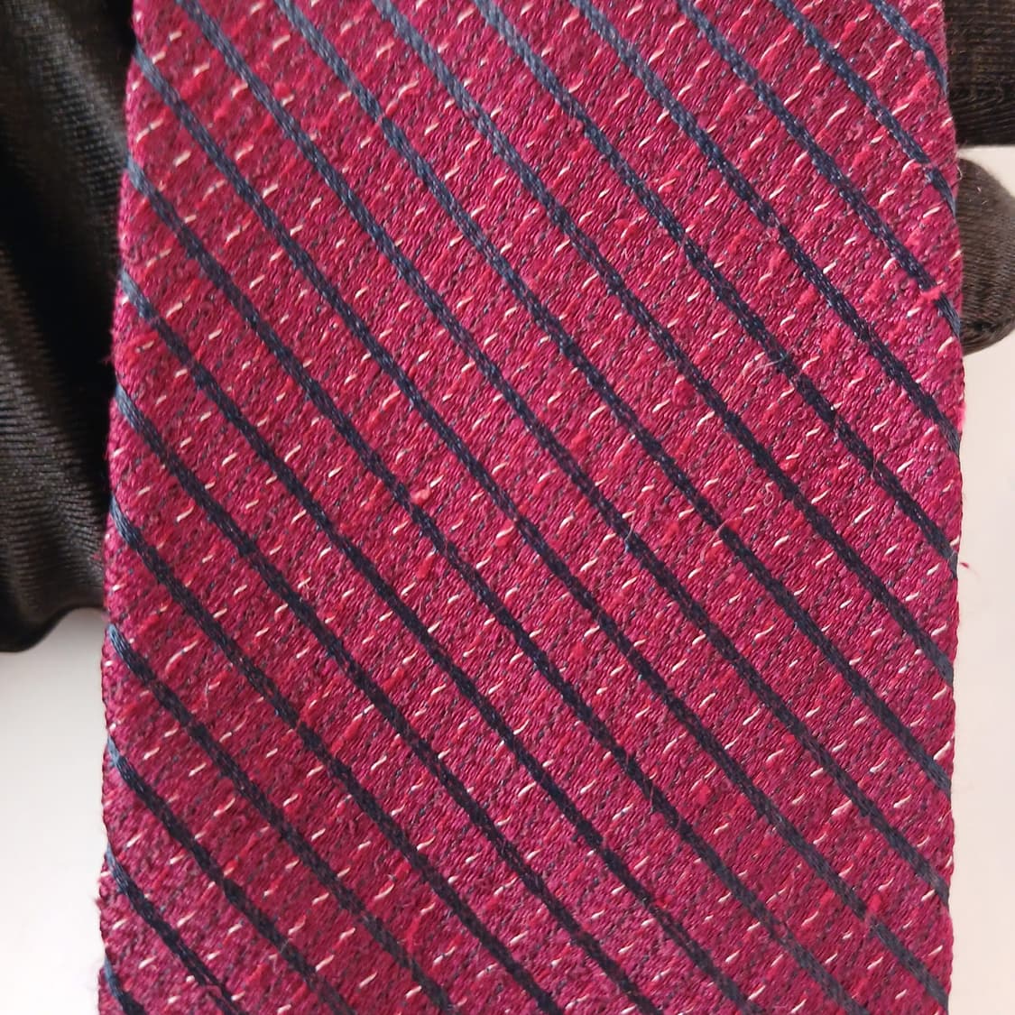 질스튜어트 버건디 스트라이프 텍스처 넥타이 7.3cm A등급 K19188 상품이미지5