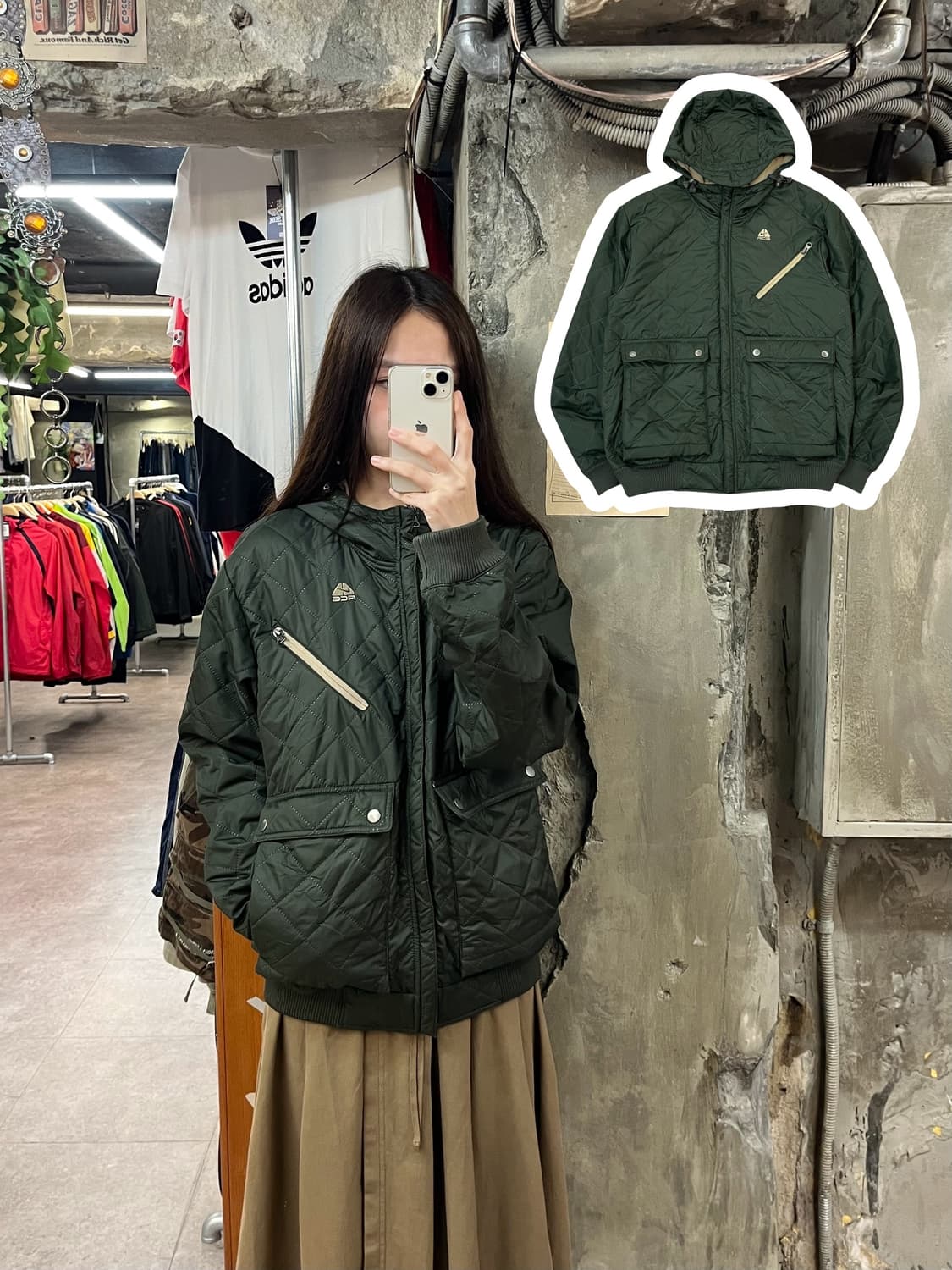 나이키 acg 퀄팅 후드 자켓 카키 S #csz1465 상품이미지1