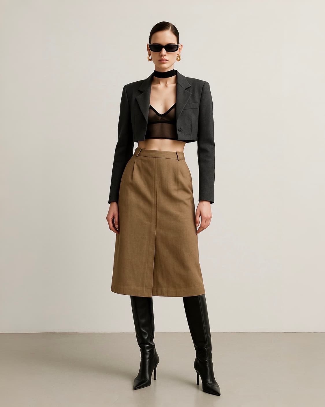 Burberrys Brown Wool Blend Long Skirt 상품이미지1