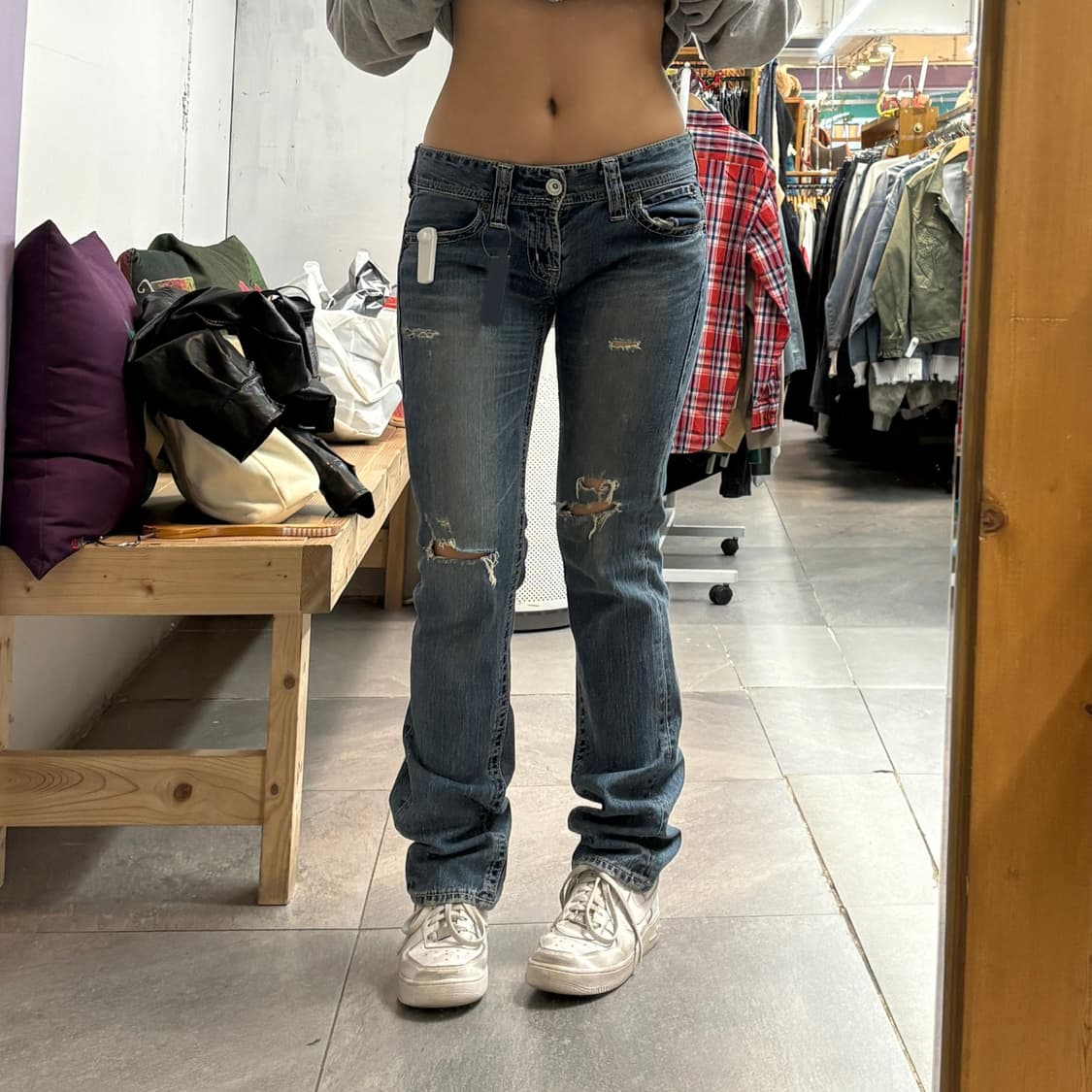 핏 짱 이쁜 데님 스키니진 중청 상품이미지2